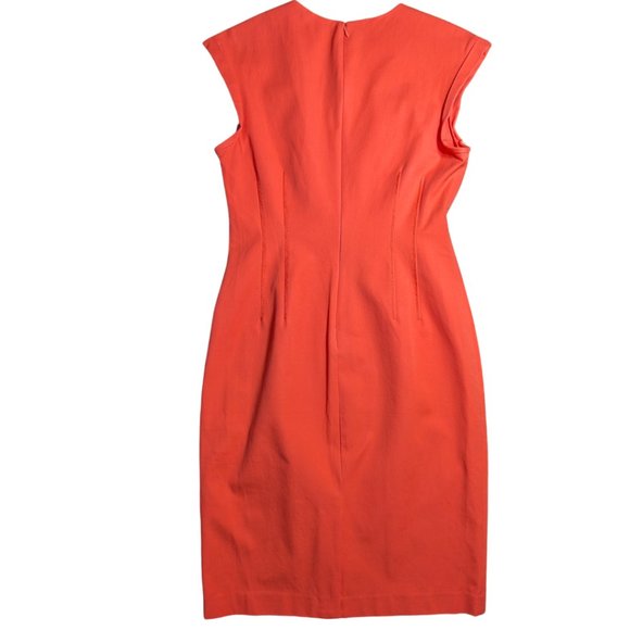 Banana Republic 12 NWT Sloan Dress Knee Length Cap Sleeve Coral Orange Stretch - Picture 2 of 10